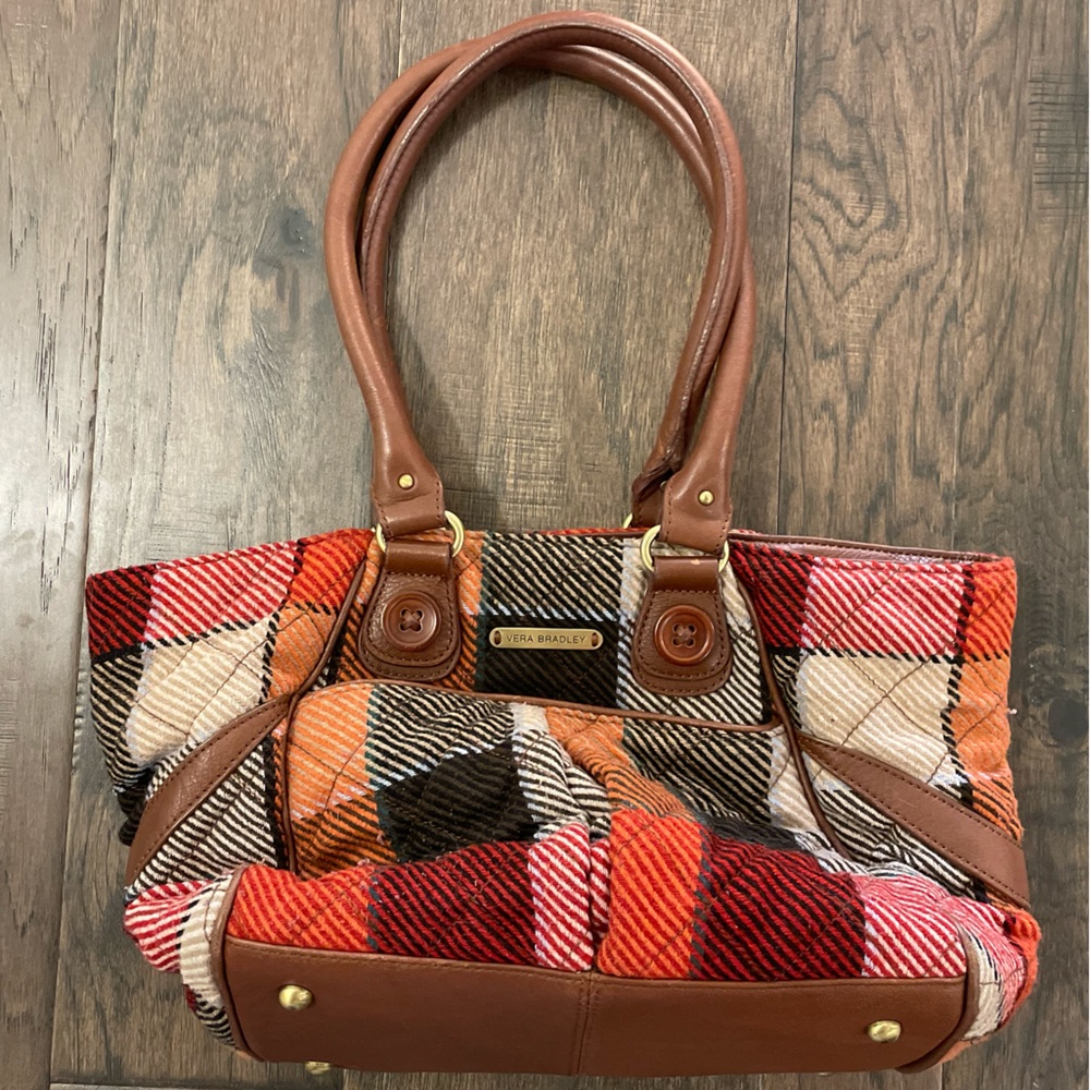 Vera Bradley Quilted Wool Plaid Tote Purse